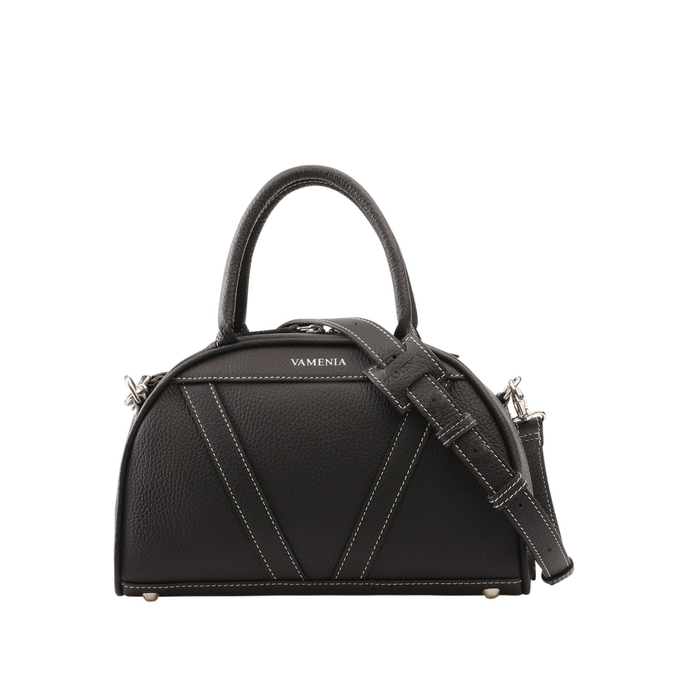 Handle bag as crossbody bag with contrasting stitching black